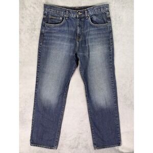 Calvin Klein Jeans Mens 34x32 Blue Dark Wash Denim Relaxed Straight Easy Fit